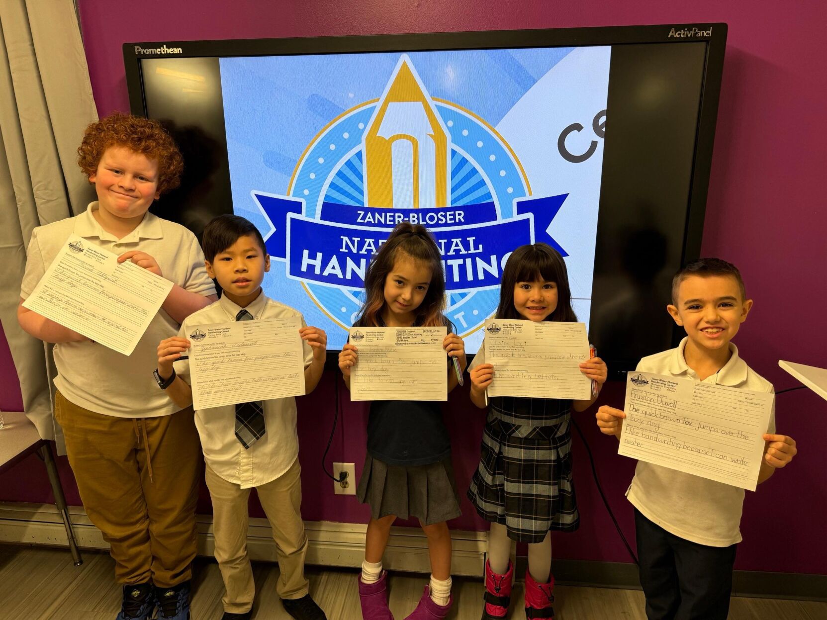 Local handwriting contest winners